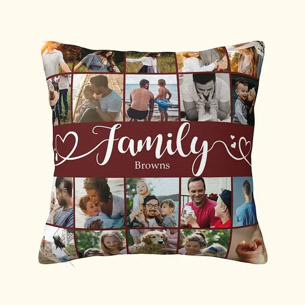 Personalised Throw Pillow Cover with Name and  20 Photos Collage Style Home Decor Birthday Anniversary Christmas Gift for Family