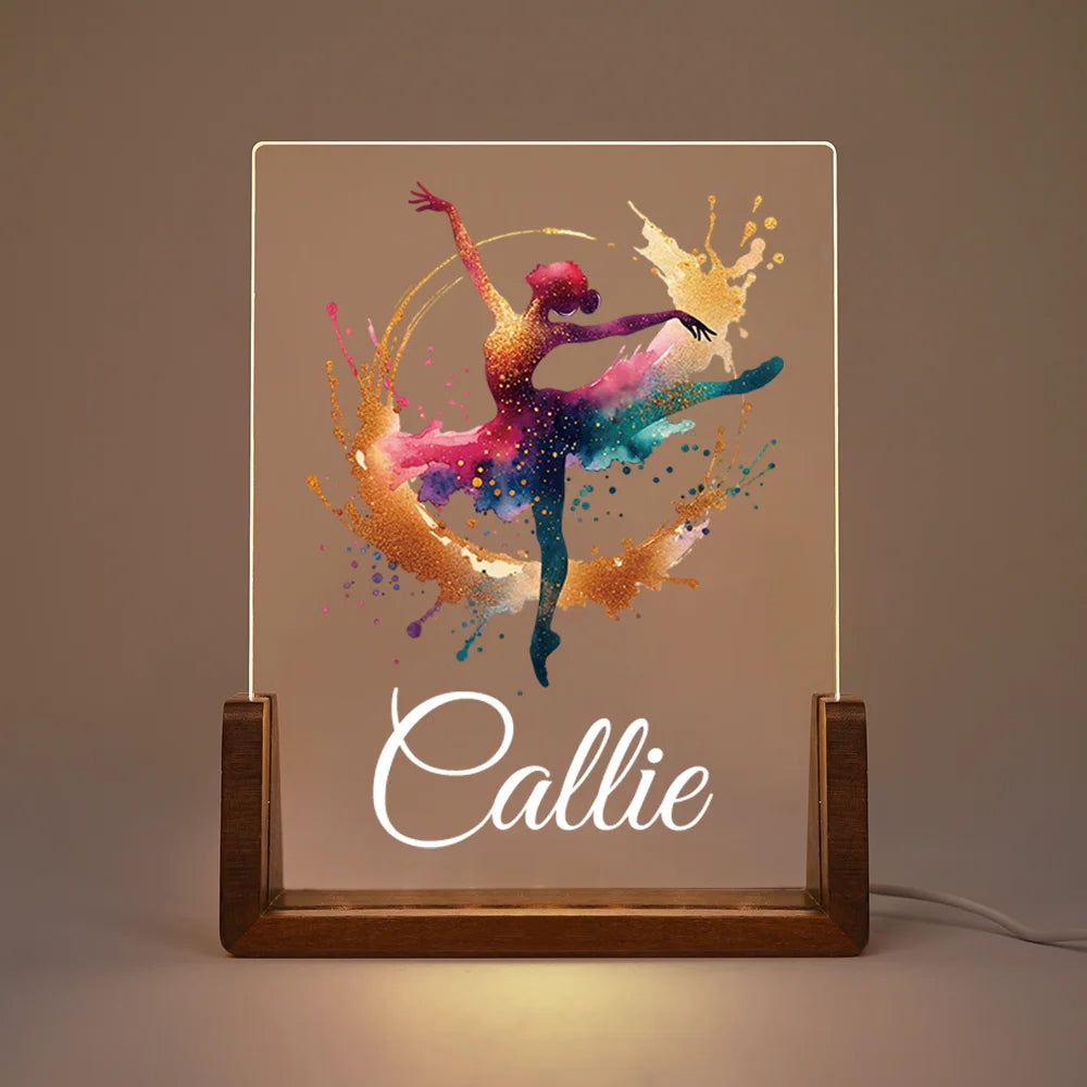 Personalised Faux Glitter Dance Girl LED Night Light with Name Colorful Ballet Hip Hop Theme Room Decor Birthday Gift for Ballerinas Dance Lovers