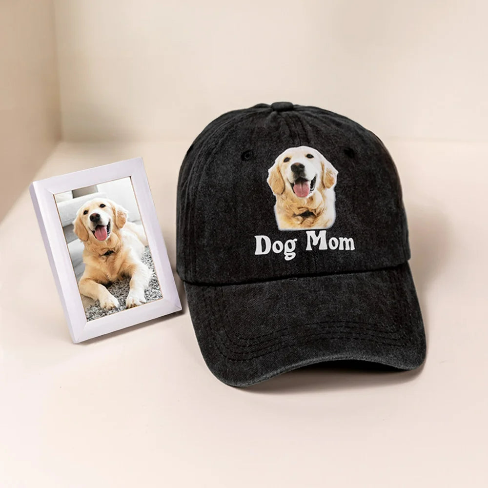 Personalised 100% Cotton Baseball Cap with Multicolor Dog Cat Photo and Name Adjustable Outdoor Gift for Pet Owners Perfect Birthday Present